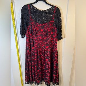 Adrianna PaPell Sexy Lace Black & Red Designer, A-line Stunning Dress